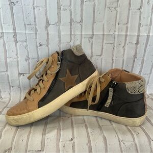 Mi.iM Elle Rubber Sole Lace-up Zipper Comfort Star Sneakers Mid Size 6.5